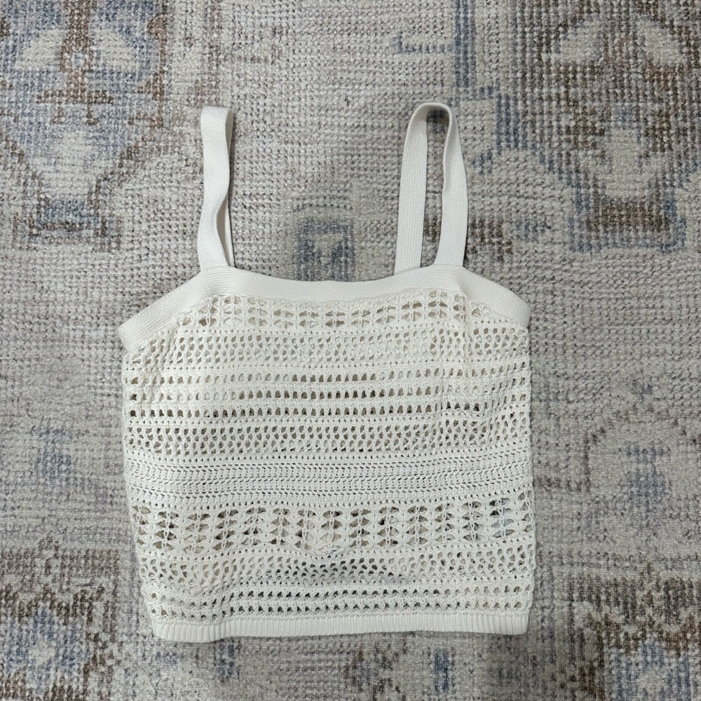 Abercrombie & Fitch White Crochet Tank Top